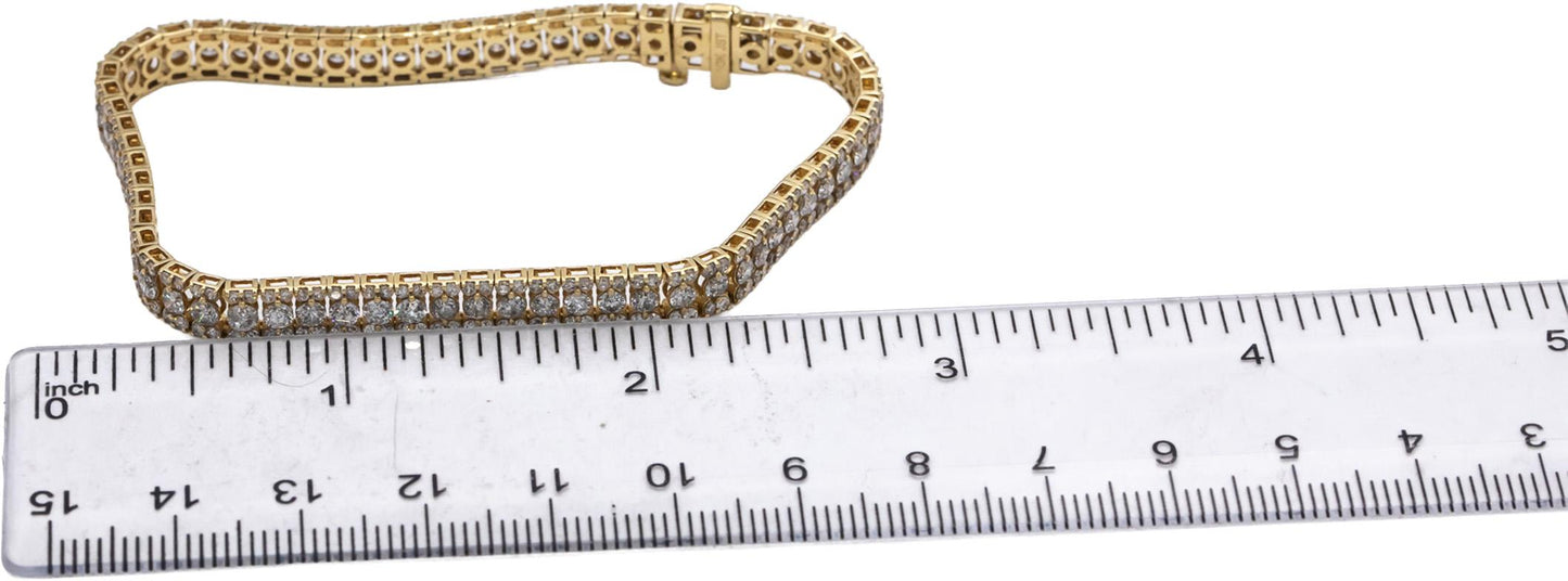 10k Yellow Gold Round Diamond Tennis Line Bracelet 6.0CT