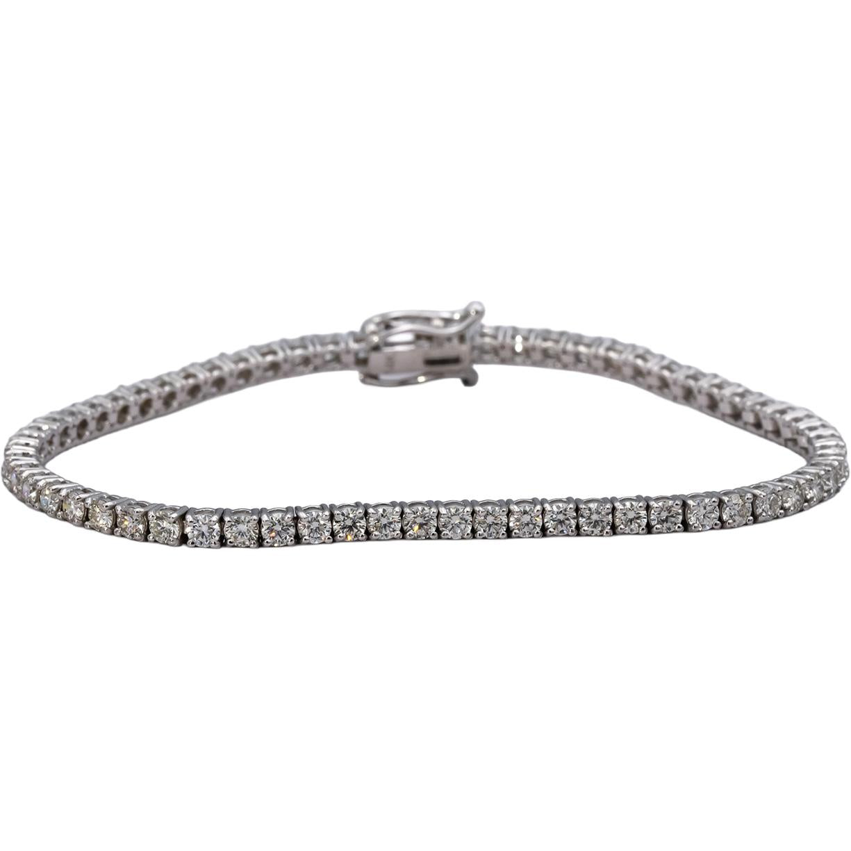 14k White Gold VS Round Diamond Tennis Bracelet 4.43CT