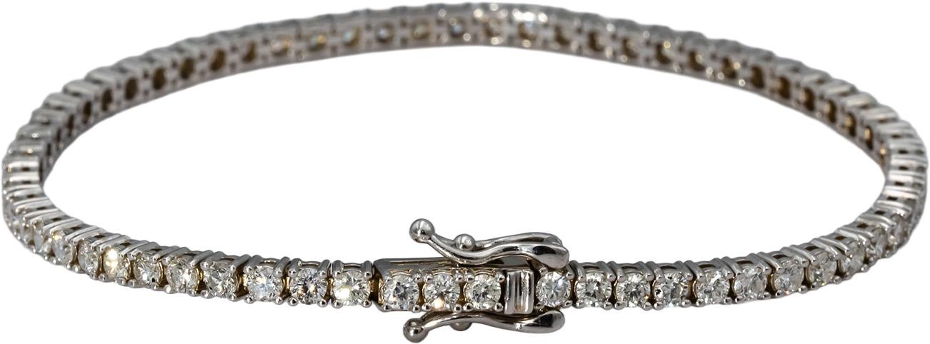 14k White Gold Round Diamond Tennis Bracelet 3.43CT