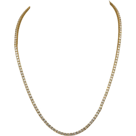 14k Yellow Gold VS Round Diamond Tennis Necklace 9.08CT