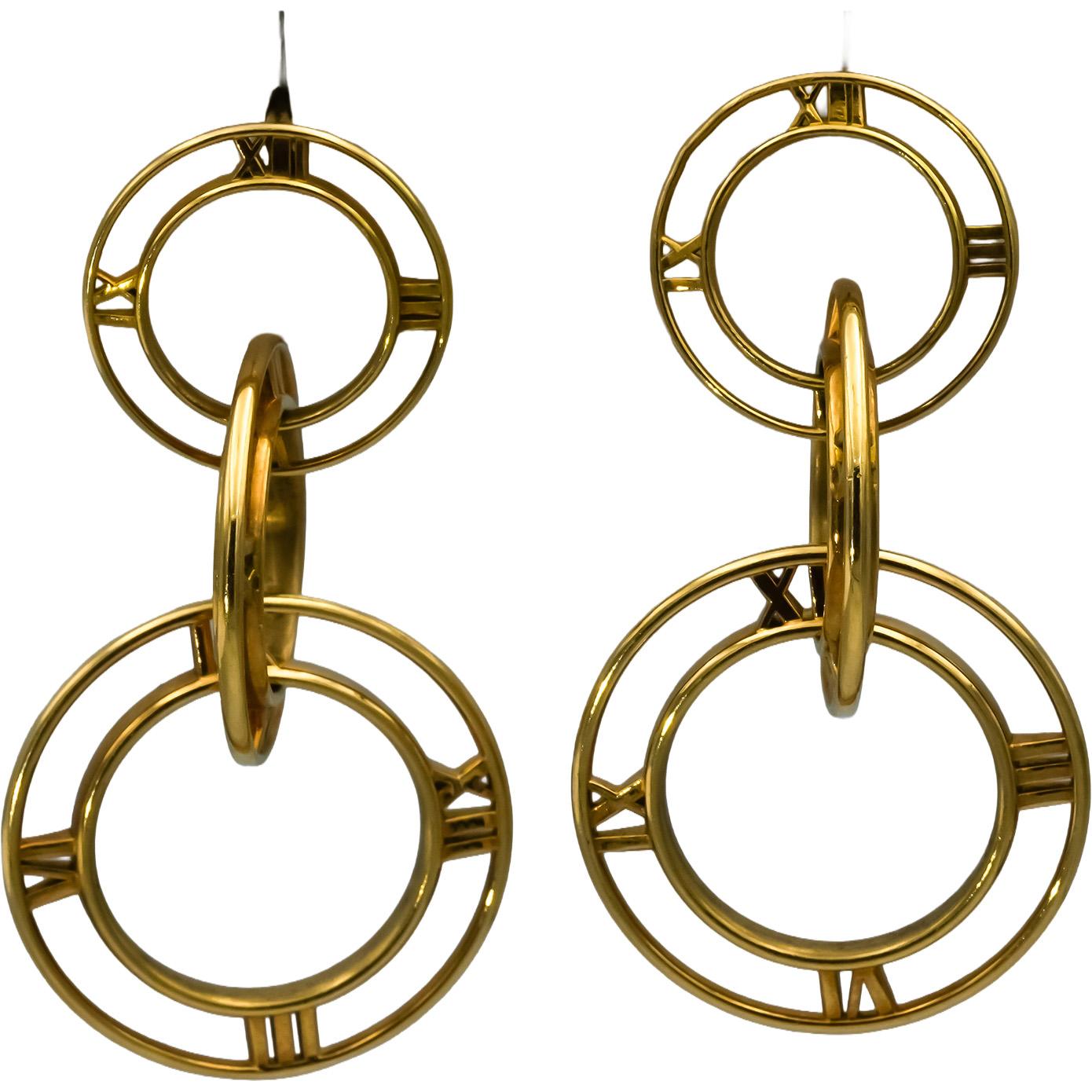 TIFFANY & CO. 18k Yellow Gold Atlas Triple Drop Dangle Earrings