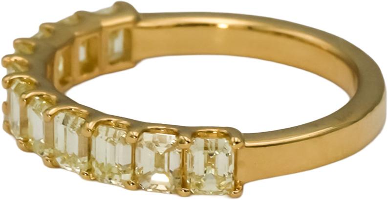 14k Yellow Gold VS Light Yellow Emerald Cut Diamond Band Ring 1.81CT Size 6