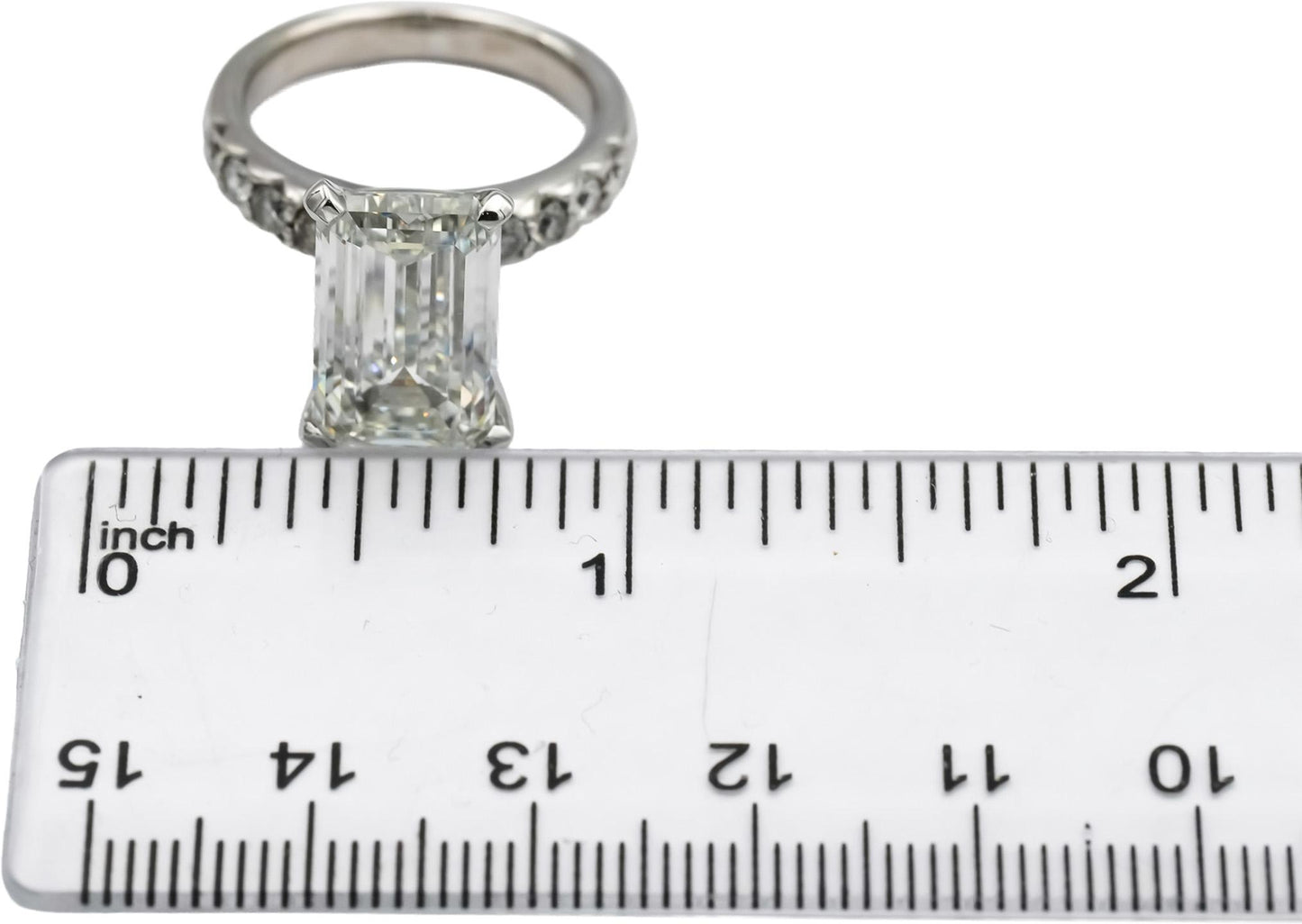IGI 14k White Gold Lab-Grown Emerald Cut Diamond Ring 7.51CT w/ 7.01CT Center
