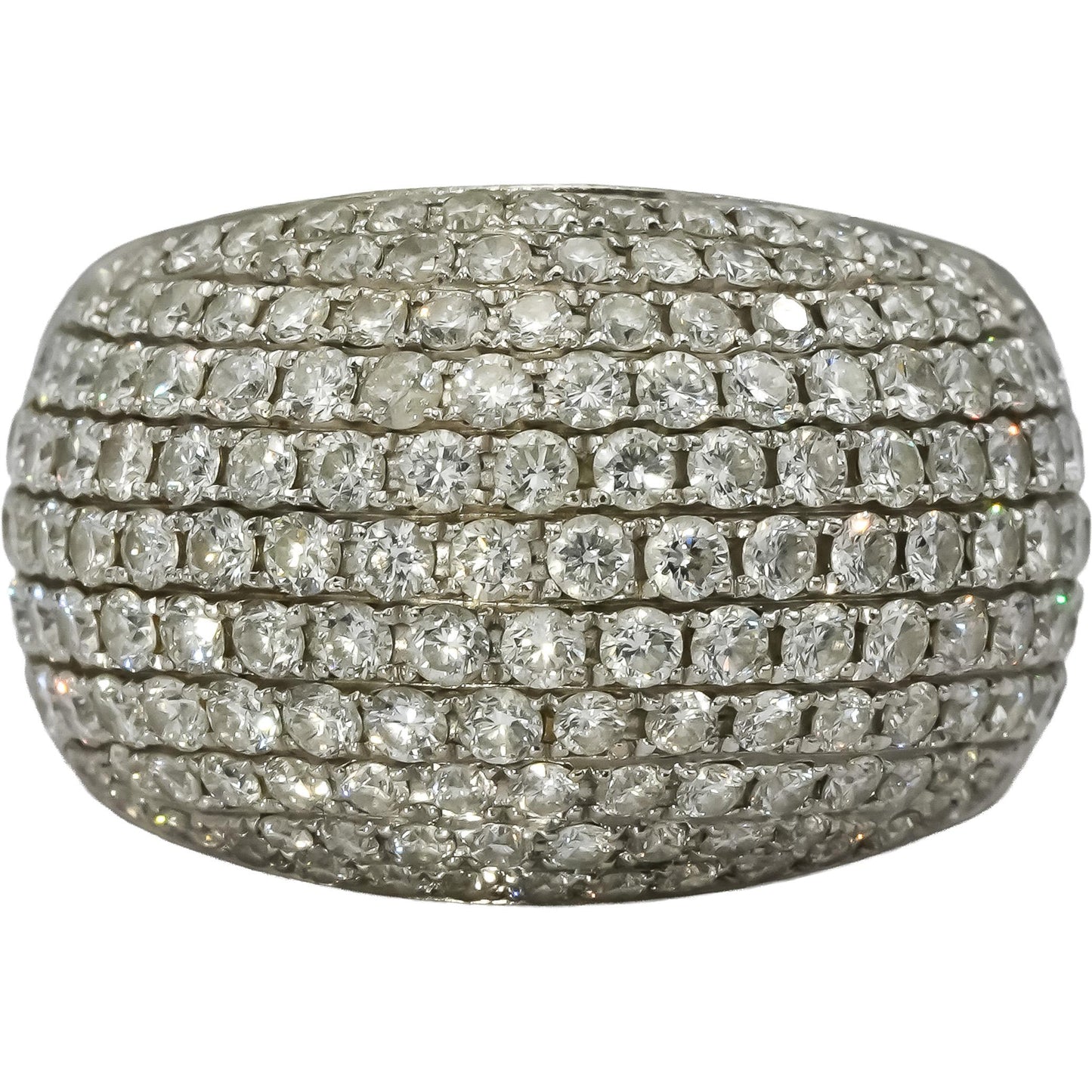 18k White Gold Round Diamond Cluster Dome Cocktail Ring 3.0CT Size 9