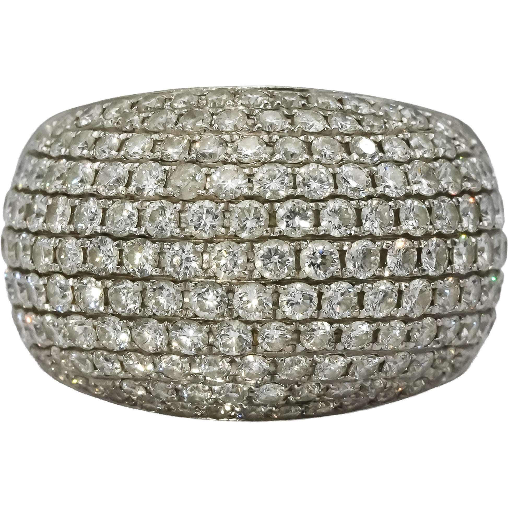 18k White Gold Round Diamond Cluster Dome Cocktail Ring 3.0CT Size 9