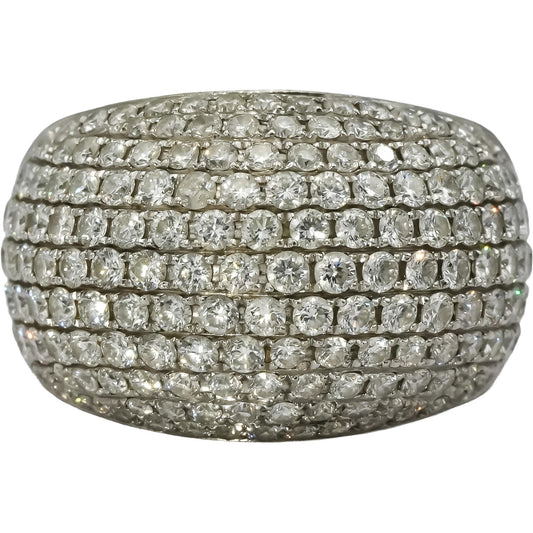 18k White Gold Round Diamond Cluster Dome Cocktail Ring 3.0CT Size 9