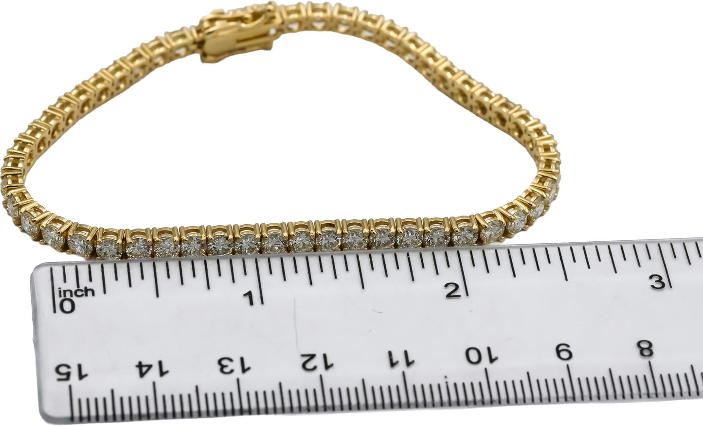 14k Yellow Gold VS Round Diamond Tennis Bracelet 7.19CT