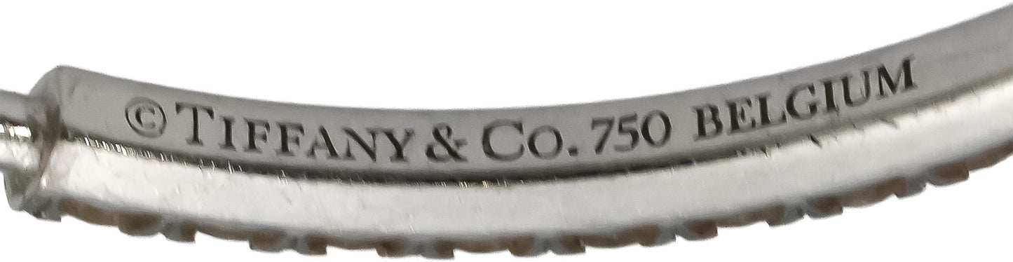 TIFFANY & CO. 18k White Gold Round Diamond Metro Hoop Earrings .50CT 7400 Retail