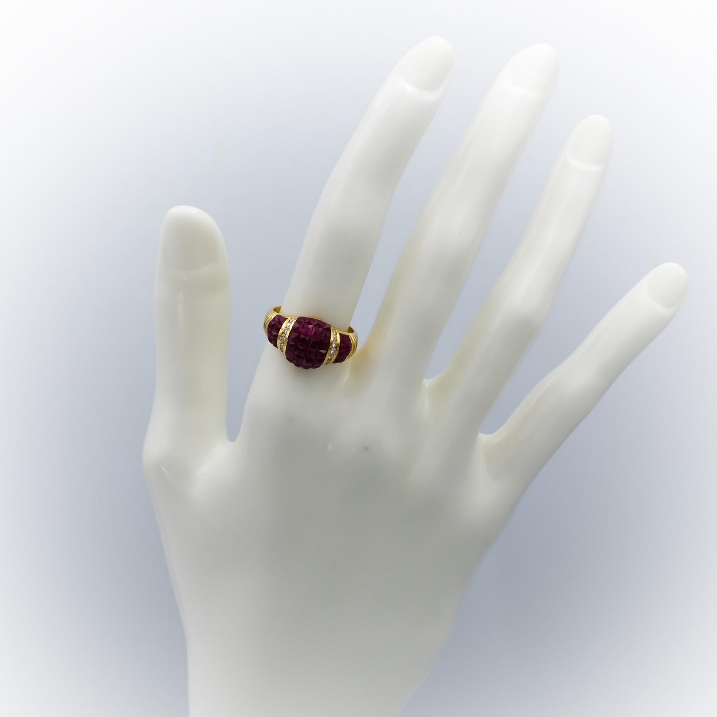 18k Yellow Gold VS Diamond and Ruby Cluster Cocktail Ring 4.60CTW Size 6.75