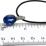 14k White Gold Diamond and Lab Grown Sapphire Pendant Necklace 8.05CTW