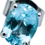 18k White Gold Oval Cut Blue Topaz Stud Earrings