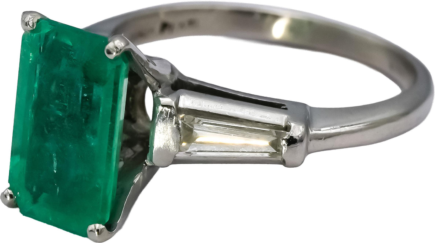 Platinum VS Diamond and Emerald Cocktail Ring 2.93CTW Size 6.25