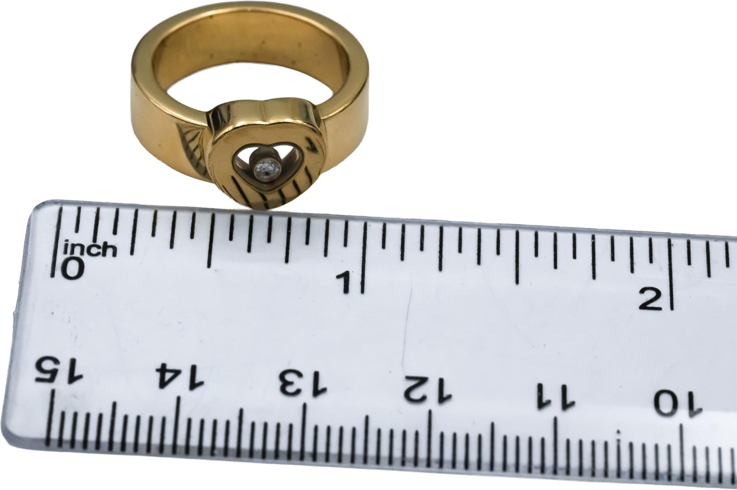 CHOPARD 18k Yellow Gold Happy Diamond Heart Ring Size 5.75 w/ Box Papers