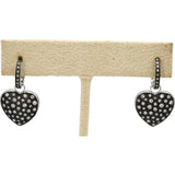 14k White Gold Rhodium Round Diamond Heart Dangle Earrings 0.50CT