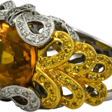 18k White Yellow Gold Citrine Yellow Sapphire Diamond Cocktail Ring 7.85CT Sz 7
