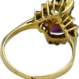 14k Yellow Gold Diamond Pink and Green Tourmaline Ring 2.75CT Size 10.25