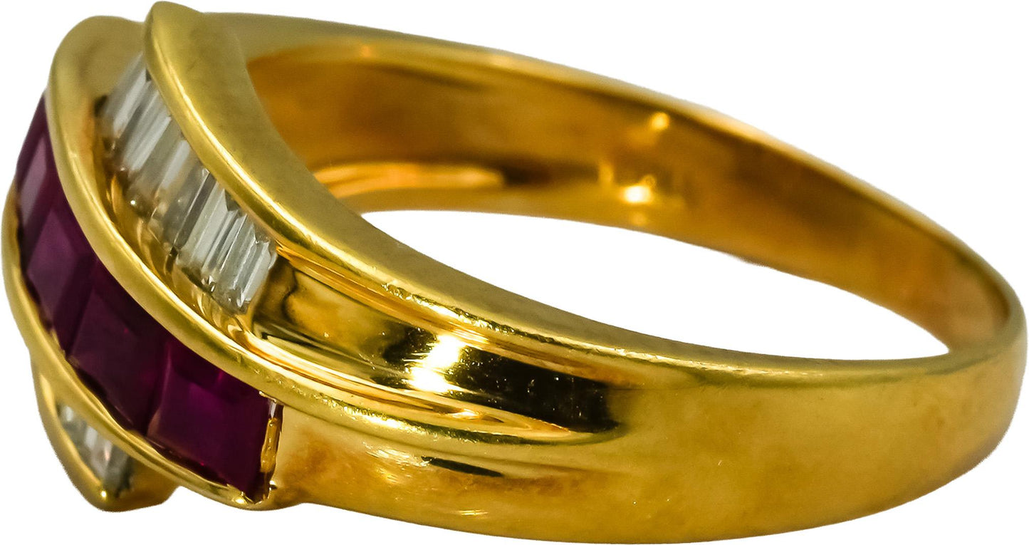 18k Yellow Gold VS Diamond and Ruby Band Ring 1.50CT Size 7.5