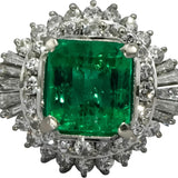 GIA Certified Platinum Colombian Emerald and Diamond Ring 3.06CT Size 6.5