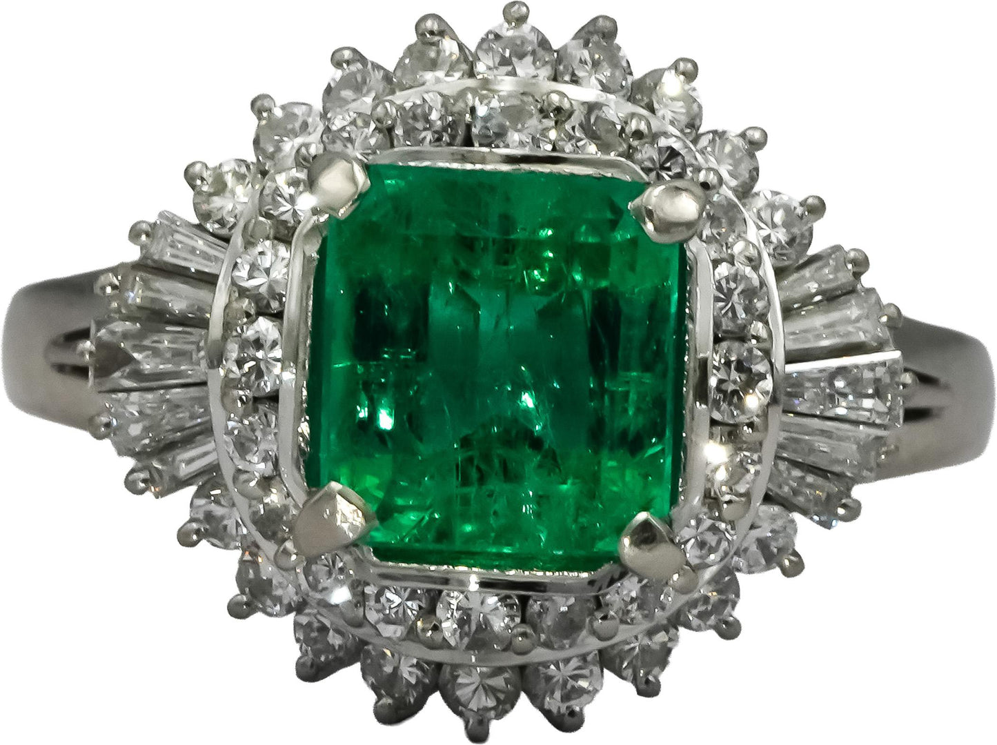 GIA Certified Platinum Colombian Emerald and Diamond Ring 3.06CT Size 6.5