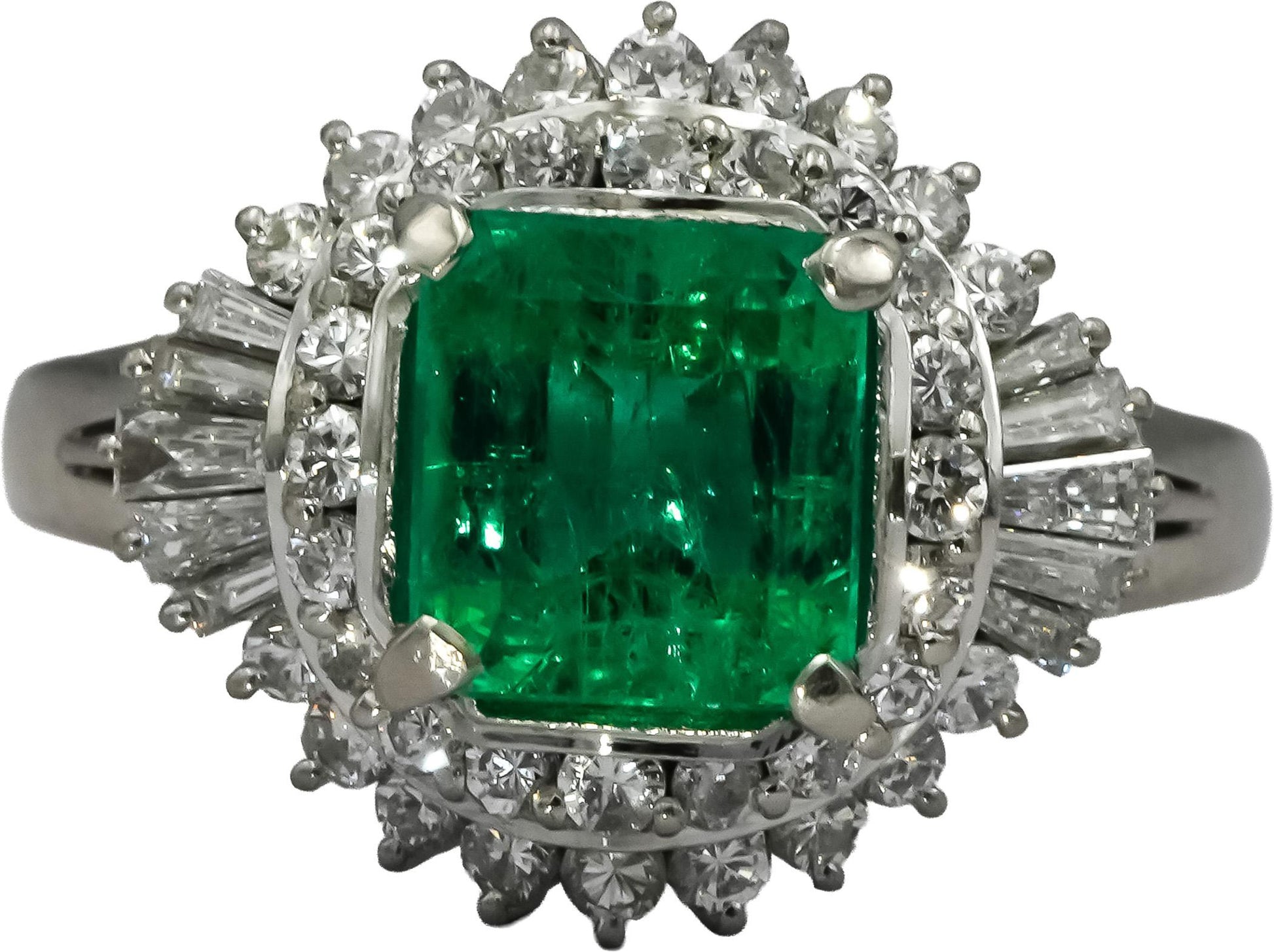 GIA Certified Platinum Colombian Emerald and Diamond Ring 3.06CT Size 6.5