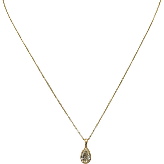 18k Yellow Gold VS Pear Shape Step Cut Diamond Solitaire Pendant Necklace 1.26CT