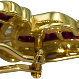 14k Yellow Gold Baguette Channel Set VS Diamond and Ruby Earrings 2.50CT