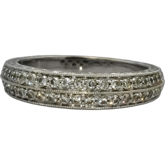 14k White Gold VS Round Diamond Filigree Band Ring 0.50CT Size 7