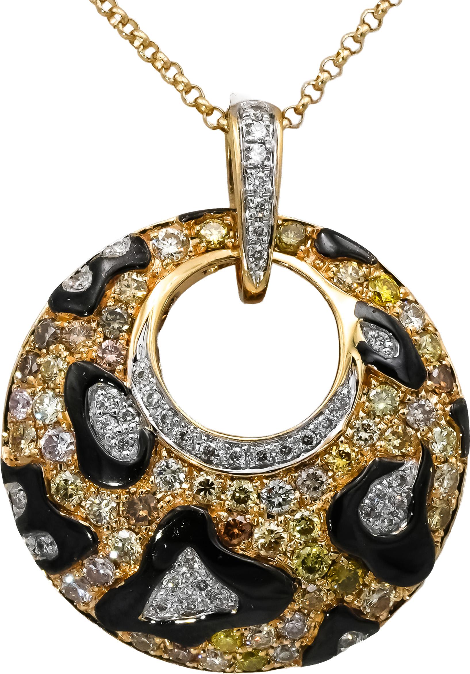 14k Yellow Gold & Rhodium VS Diamond Pendant Necklace 0.75CT