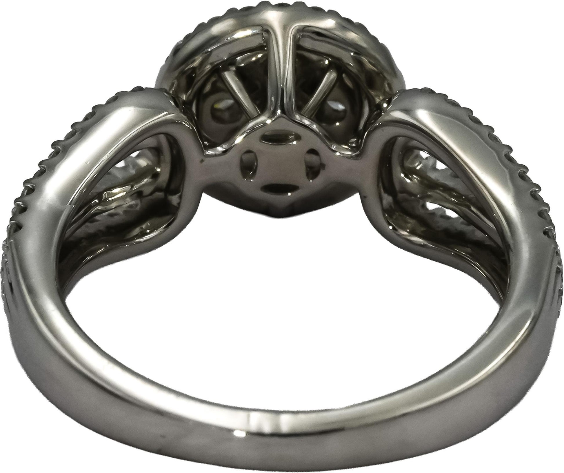 10k White Gold Round Diamond Cluster Cocktail Ring 1.0CT Size 7