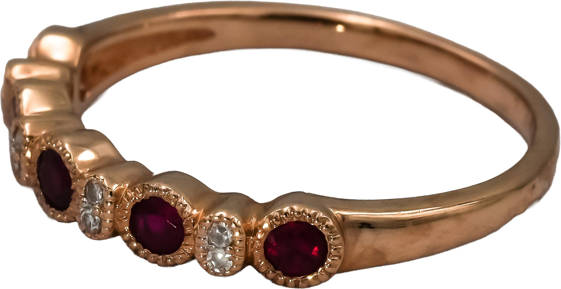 10k Rose Gold Diamond and Ruby Band Ring 0.39CT Size 7