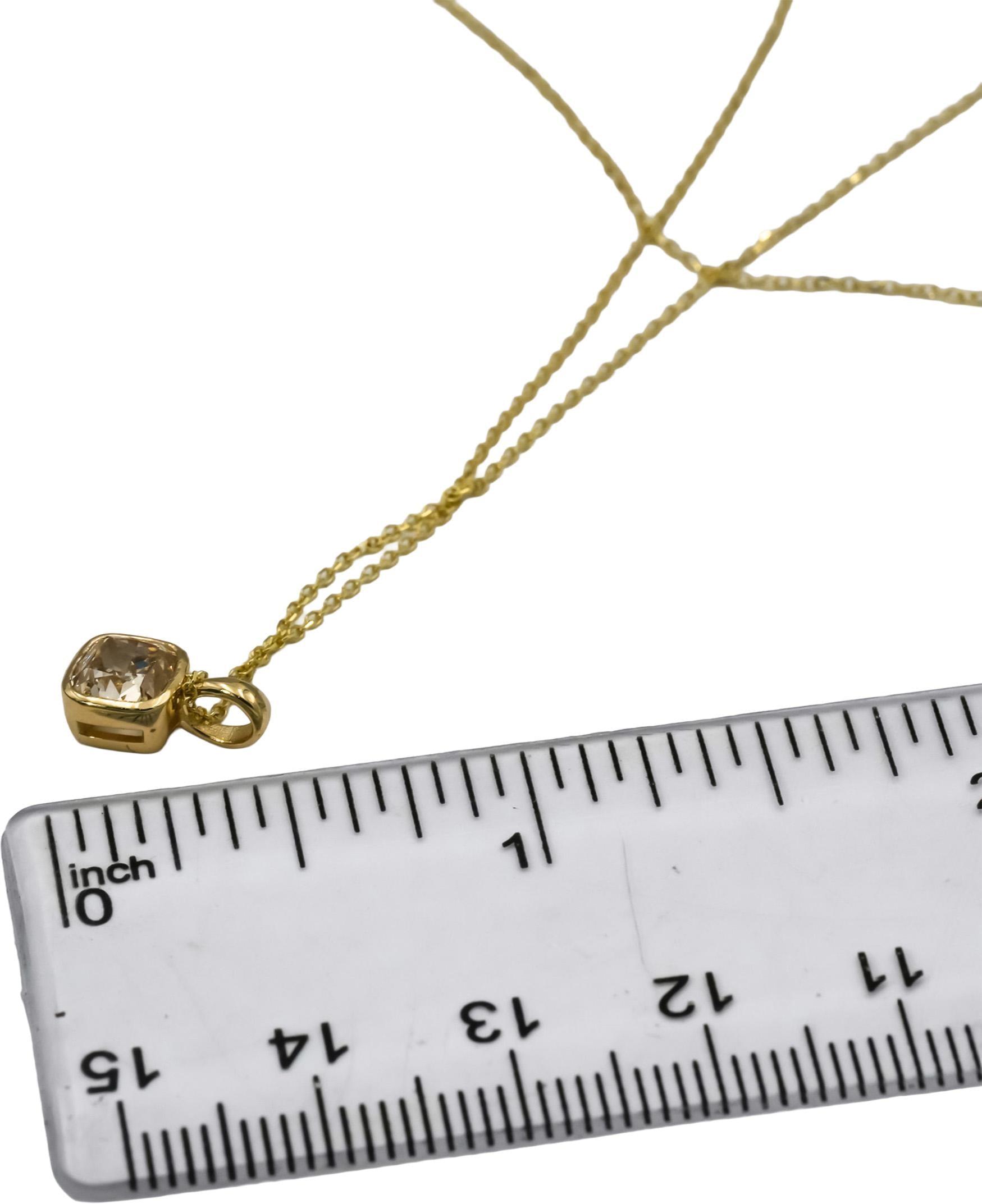 14k Yellow Gold VS Cushion Cut Diamond Solitaire Pendant Necklace 1.00CT