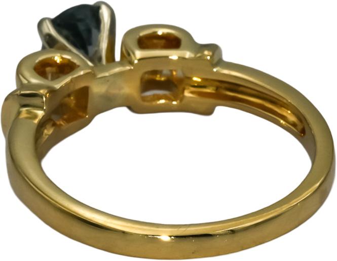 18k Yellow Gold Baguette Diamond and Oval Zircon Cocktail Ring 1.20CT Size 6.75