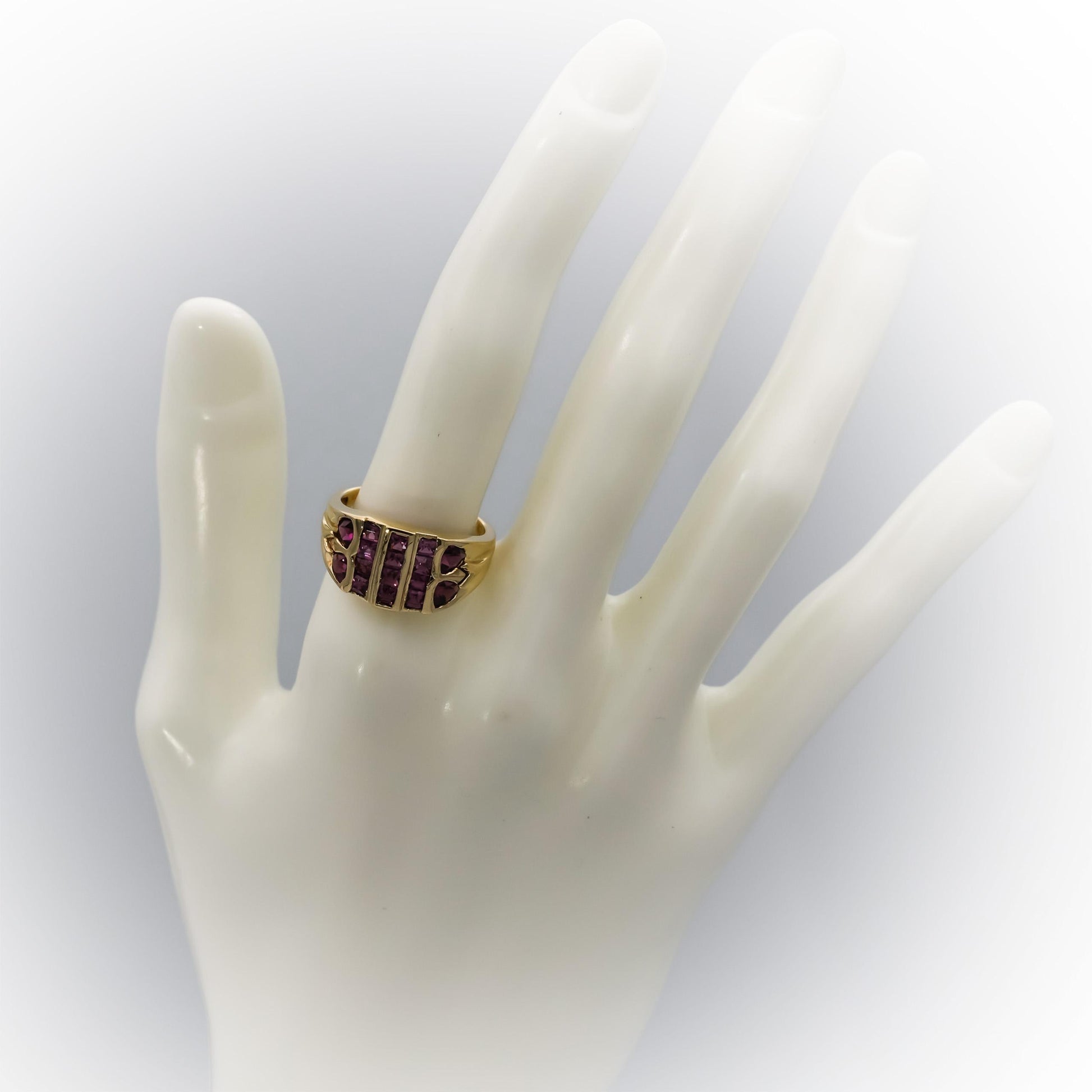 10k Yellow Gold Square and Trillion Cut Pink Tourmaline Ring 1.50CT Size 8