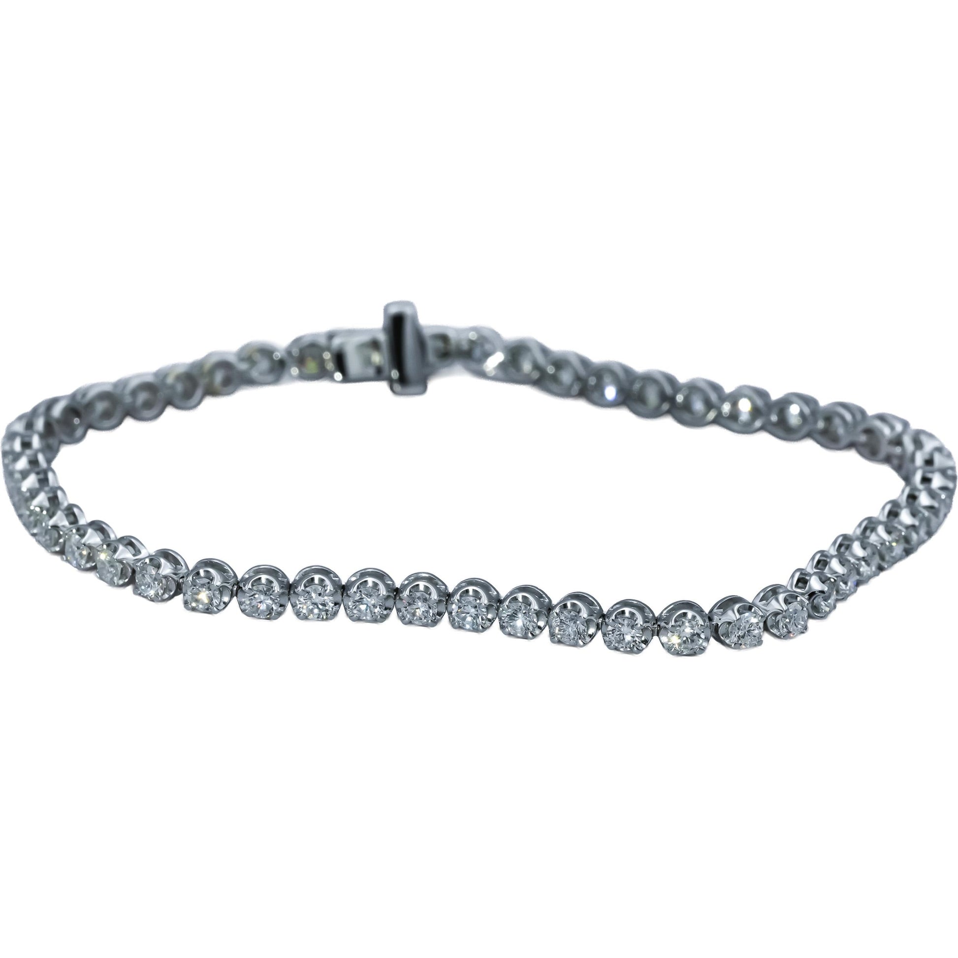14k White Gold VS Round Lab-Grown Diamond Tennis Bracelet 3.0CT