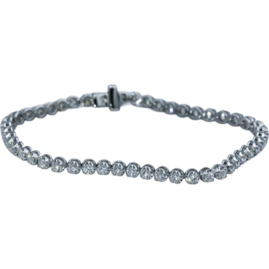 14k White Gold VS Round Lab-Grown Diamond Tennis Bracelet 3.0CT