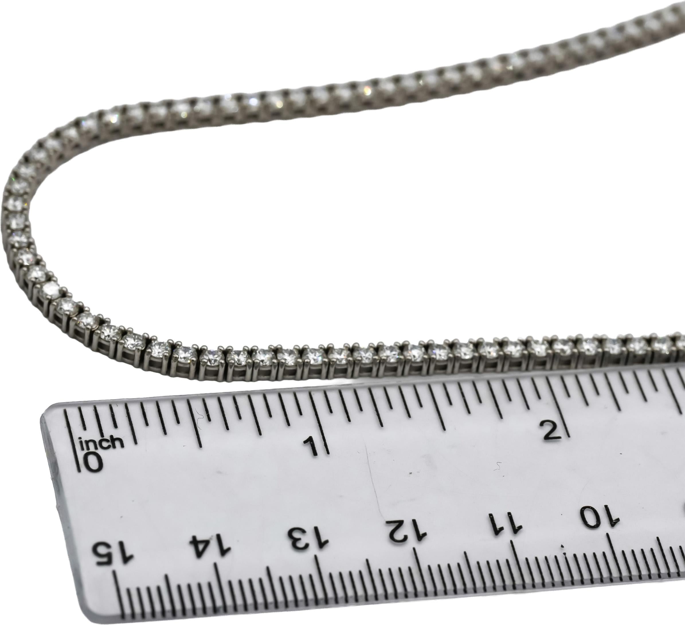 14k White Gold VS Round Lab-Grown Diamond Tennis Necklace 8.95CT