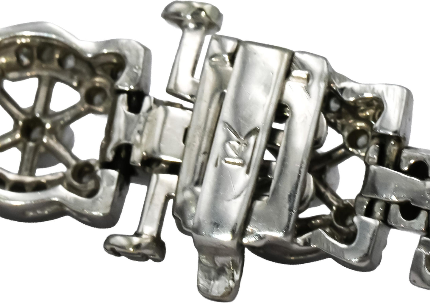 14k White Gold Round Diamond Fancy Link Bracelet 3.0CT