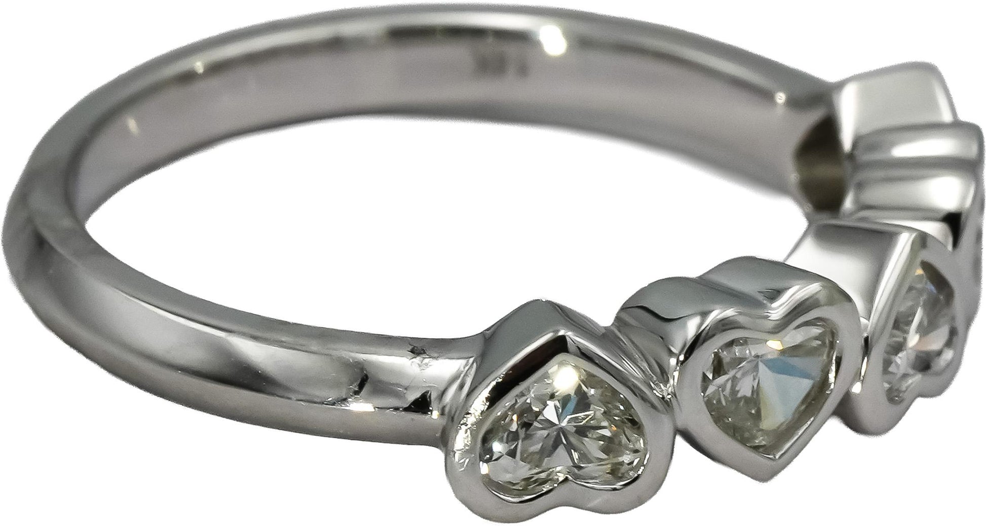 14k White Gold Heart Cut VS Diamond Five Stone Band Ring 0.75CT Size 7