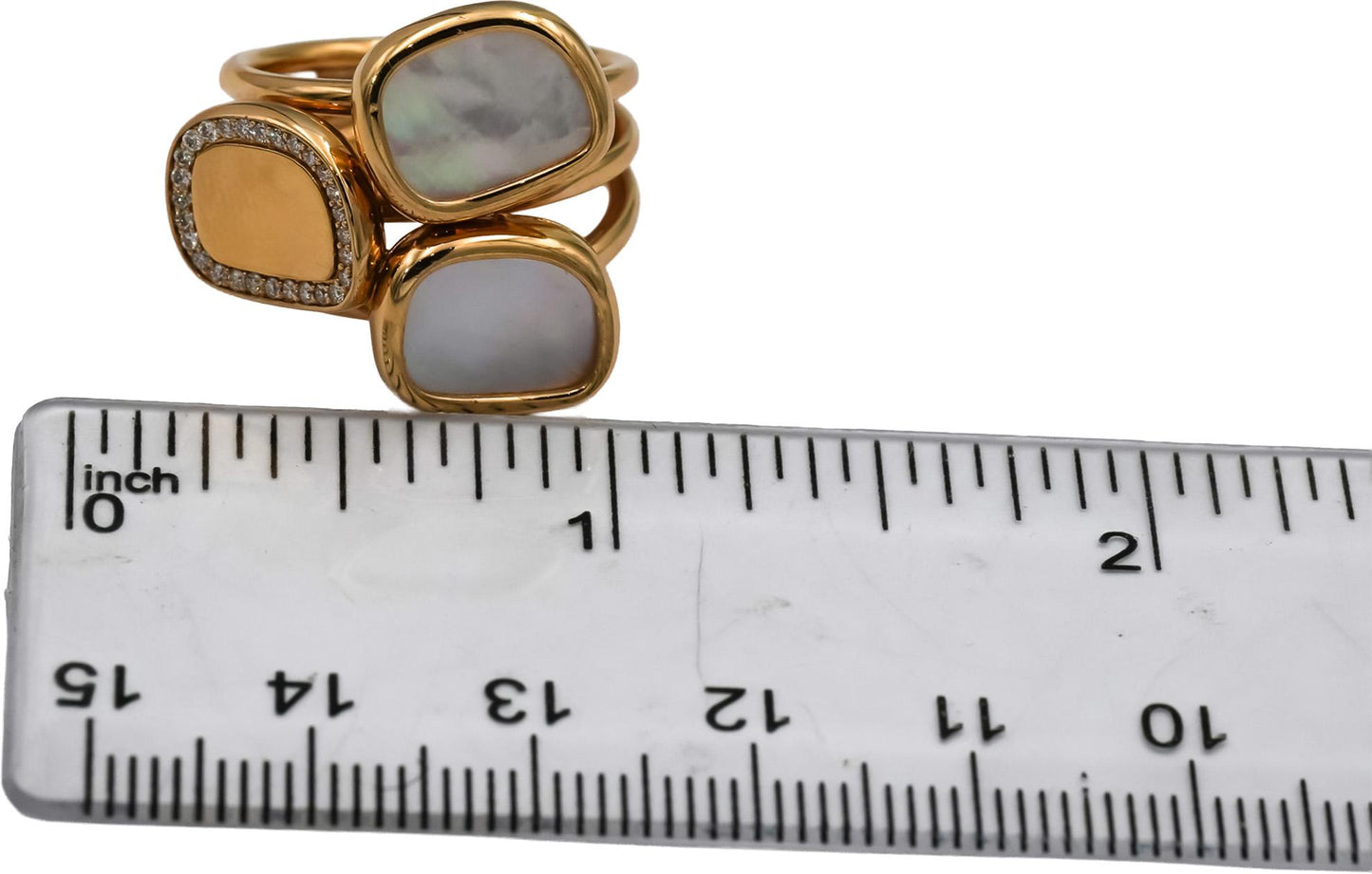 ROBERTO COIN 18k Rose Gold Diamond and Mother of Pearl Ring 0.15CT Size 6.5