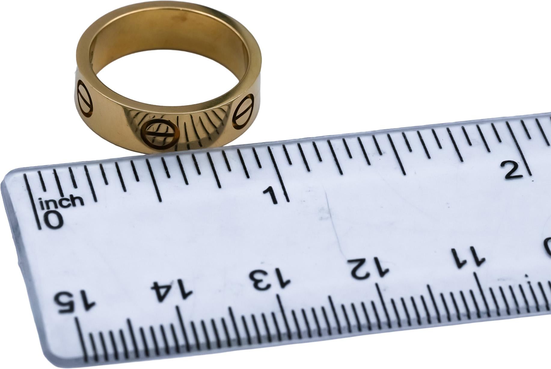 CARTIER 18k Yellow Gold Love Screw Motif Band Ring Size 51