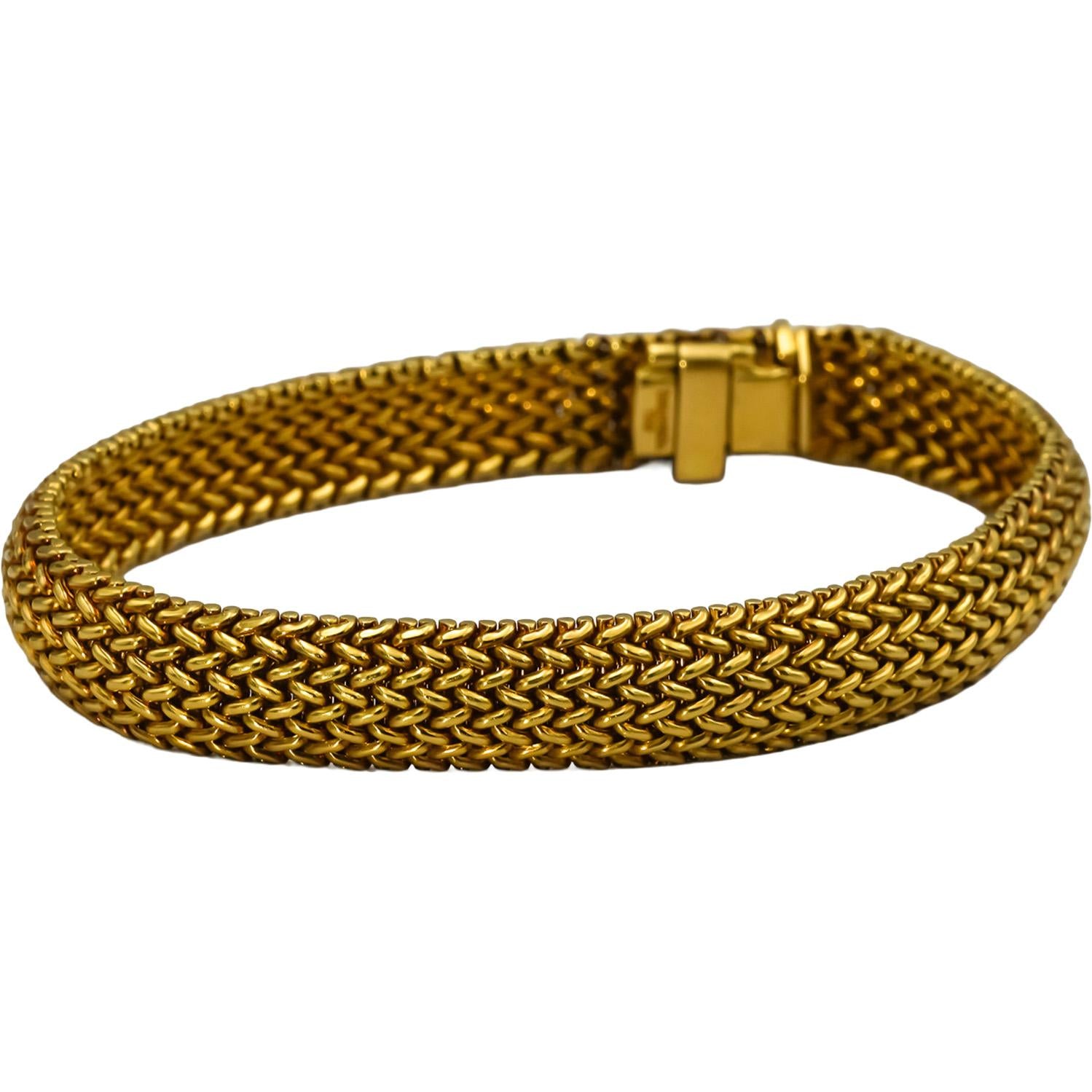TIFFANY & CO. 18k Yellow Gold Mesh Bracelet 9.5mm Wide