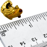 Designer 18k Yellow Gold Enamel Frog Earrings