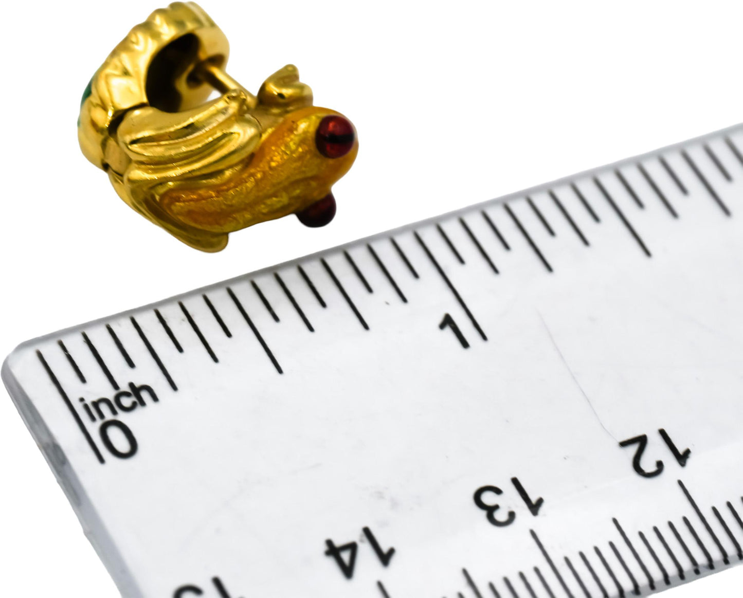 Designer 18k Yellow Gold Enamel Frog Earrings
