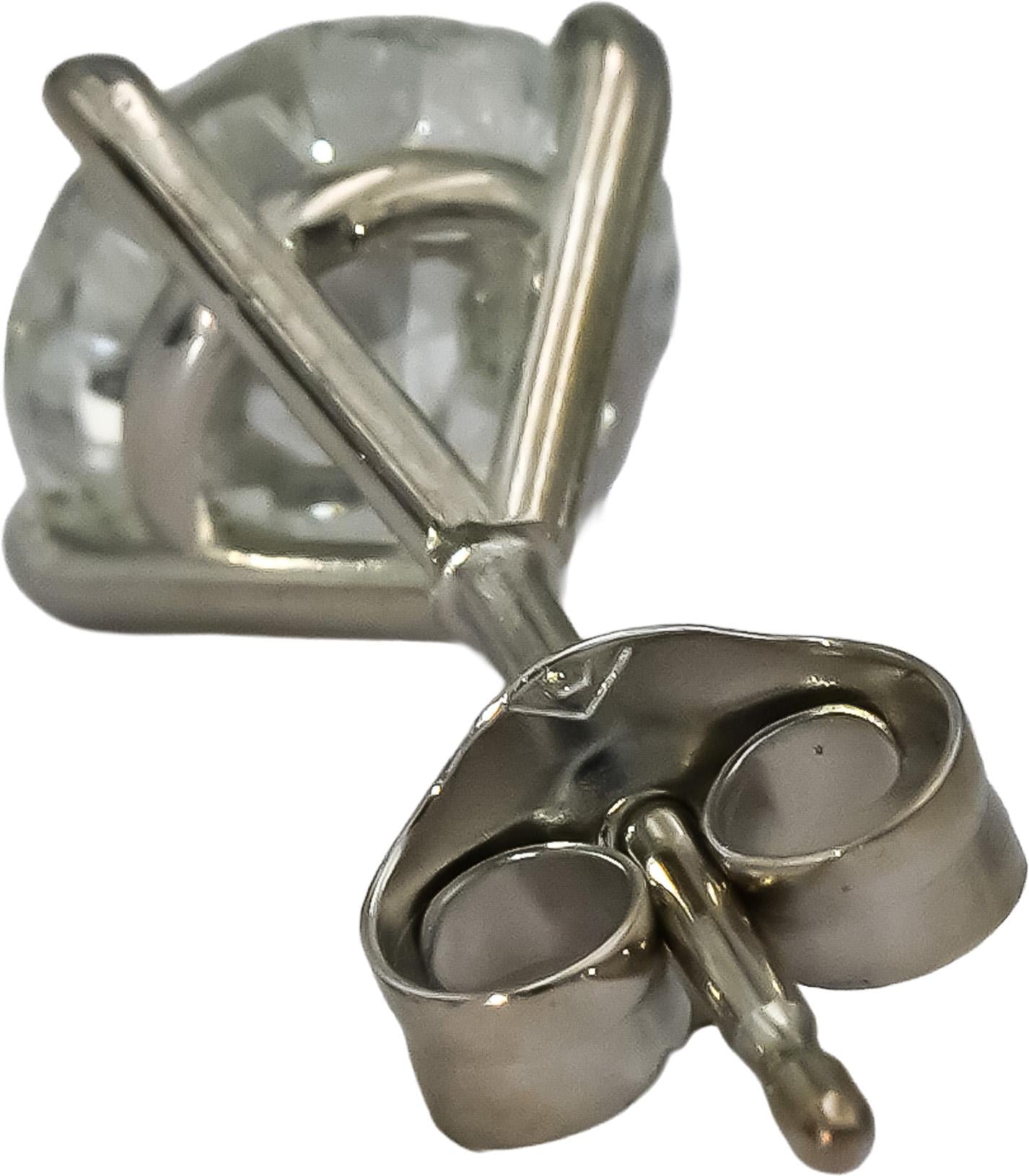 14k White Gold Round Diamond Martini Setting Stud Earrings 1.73CT