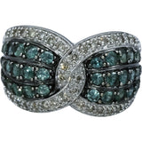LE VIAN 14k White Gold Diamond and Green Topaz Cluster Ring 1.0CT Size 6