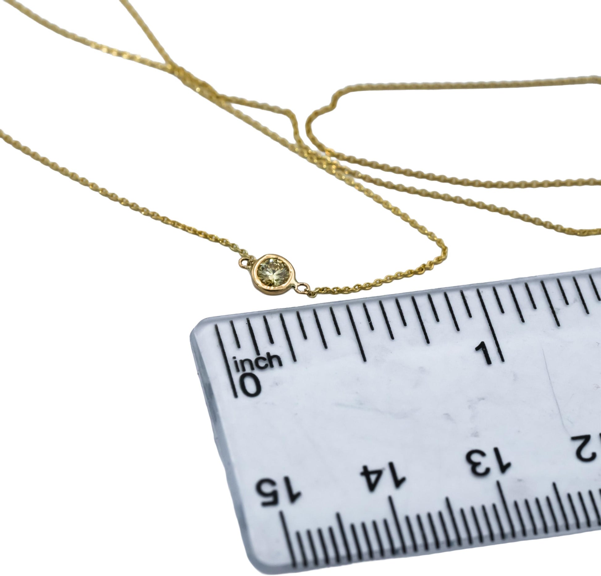 14k Yellow Gold VS Round Fancy Dark Yellow Diamond Solitaire Necklace 0.10CT