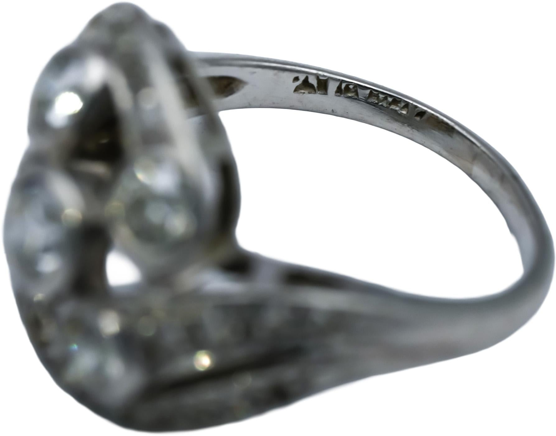 Antique Vintage Platinum Old Euro and Single Cut Diamond Ring 1.50CT Size 5