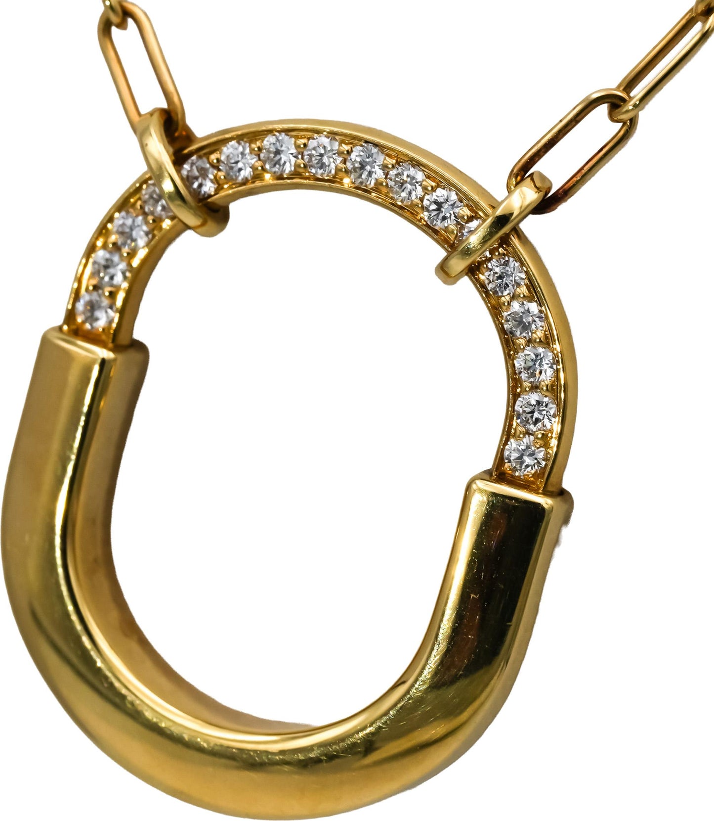 TIFFANY & CO. 18k Yellow Gold Diamond Lock Pendant Necklace 8700 Retail w/ Box