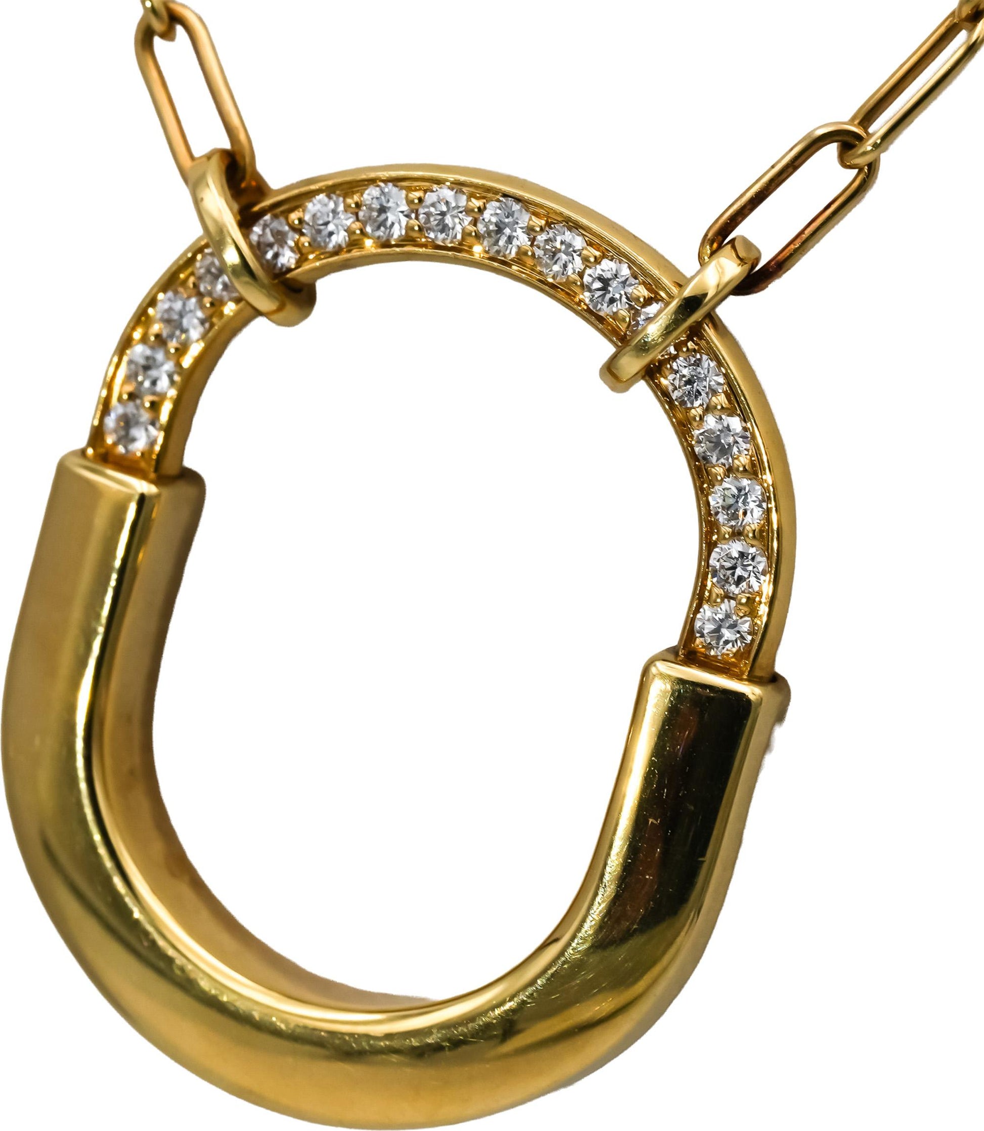 TIFFANY & CO. 18k Yellow Gold Diamond Lock Pendant Necklace 8700 Retail w/ Box