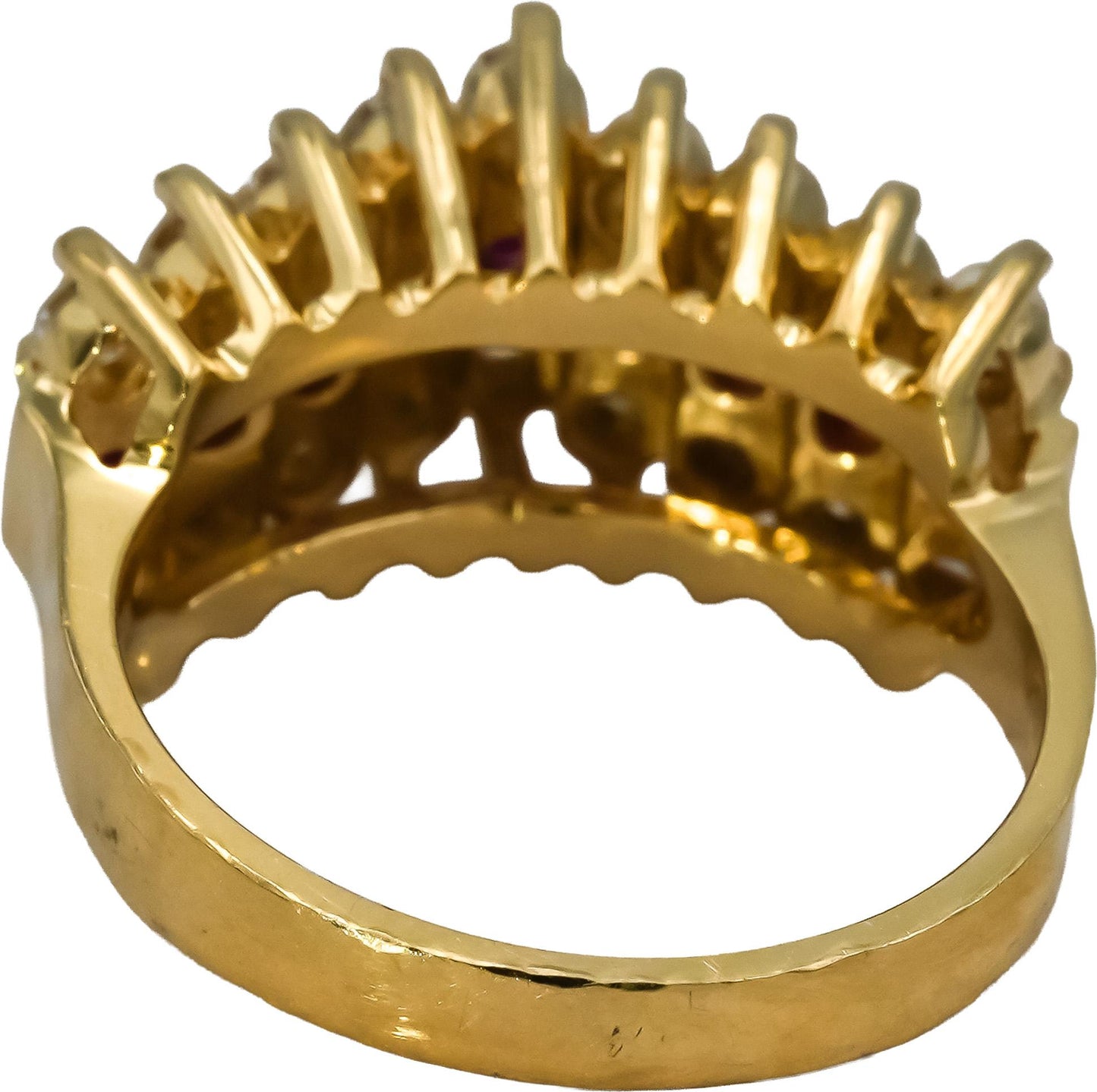 14k Yellow Gold Round Diamond and Ruby Cocktail Ring 1.50CT Size 6.25